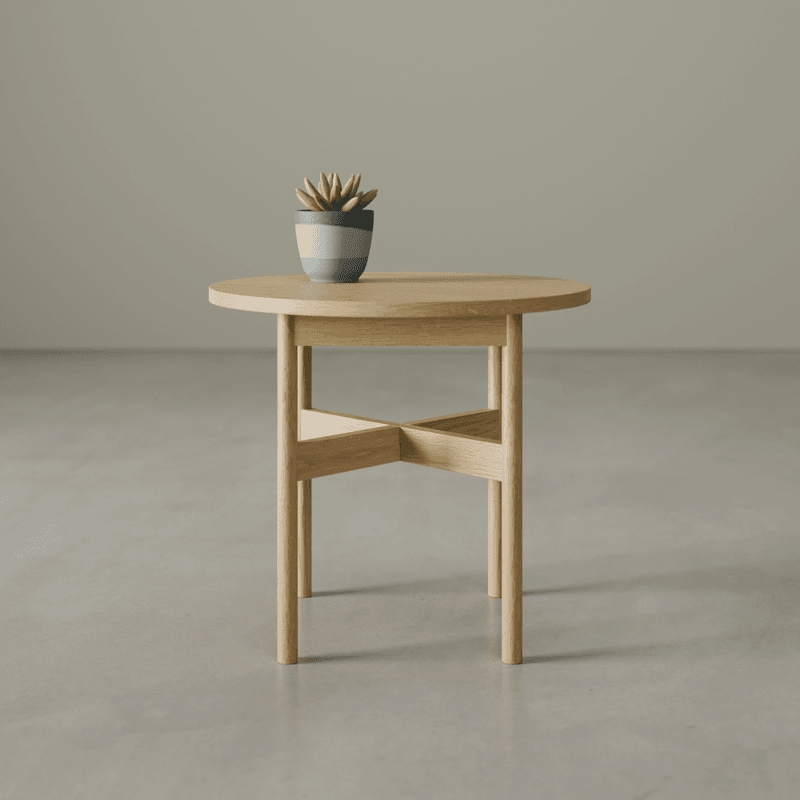 Nordica Side Table - Round Solid Oak 50 diam