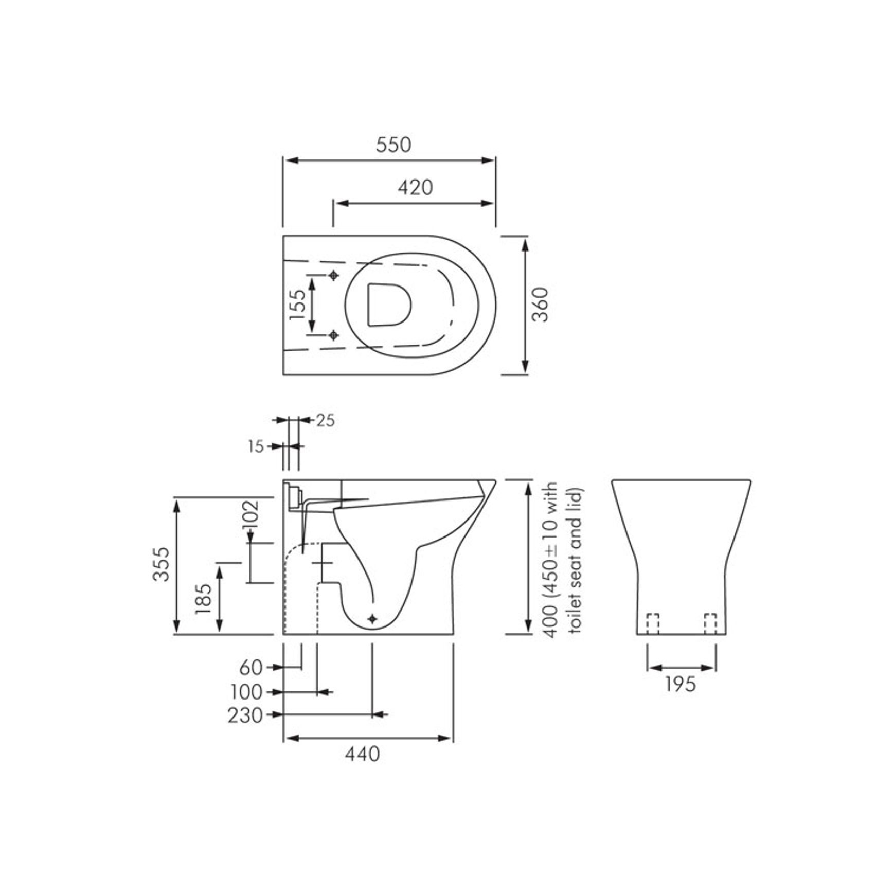 Resort Rimless Wall Faced Vandal Resistant Toilet Pan