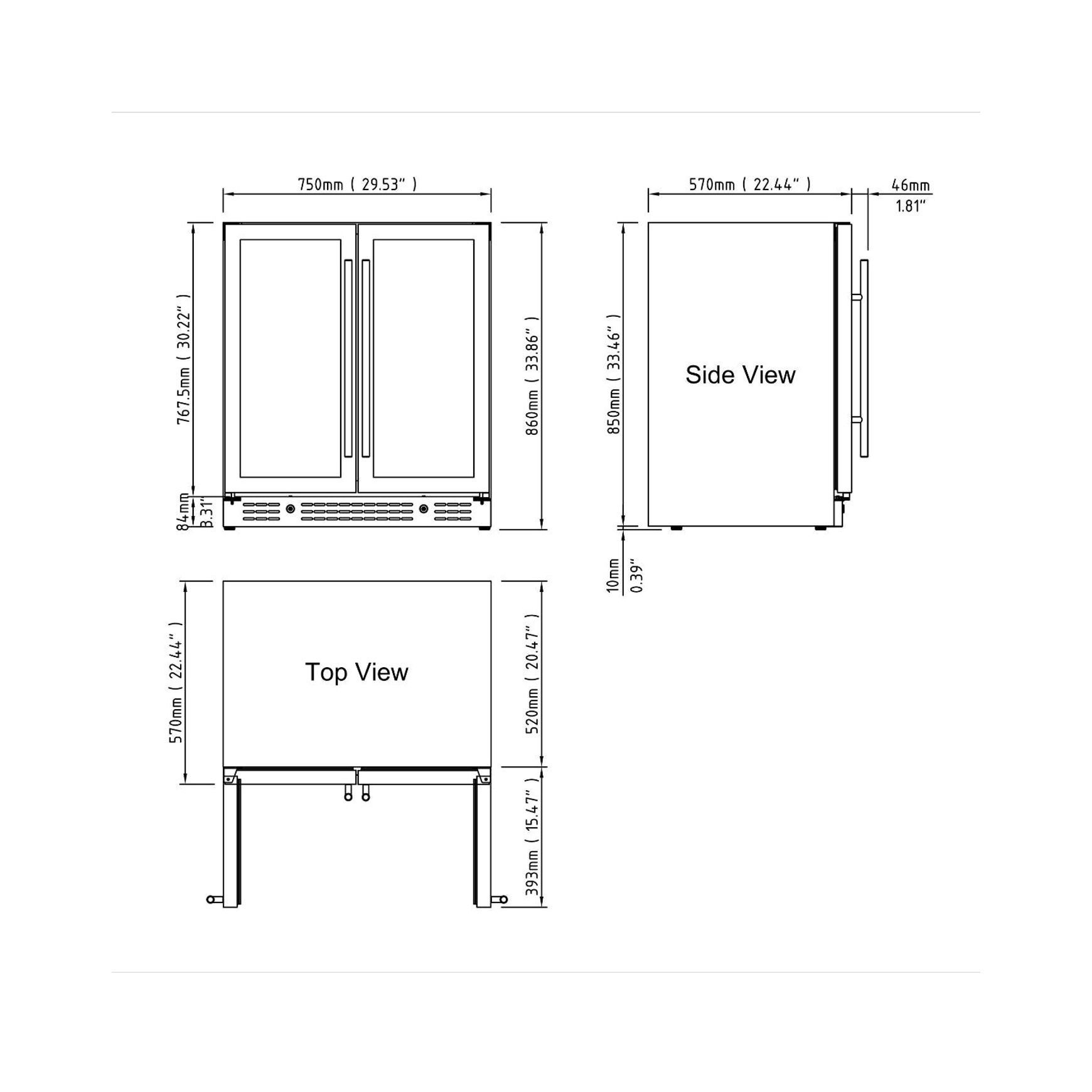 750mm Wide Under Bench Dual Zone