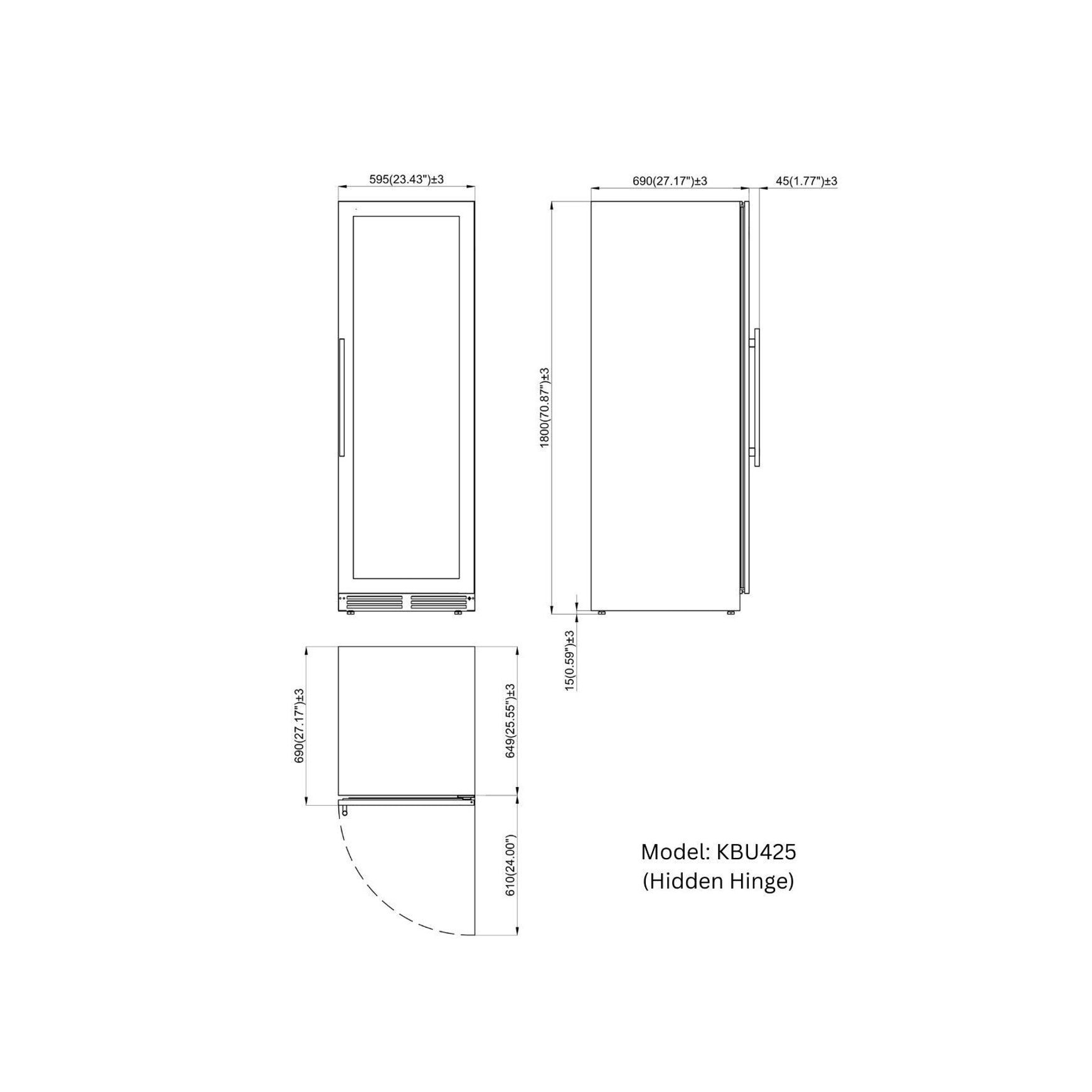 1800mm Height Upright Low-E Glass Door Single Zone