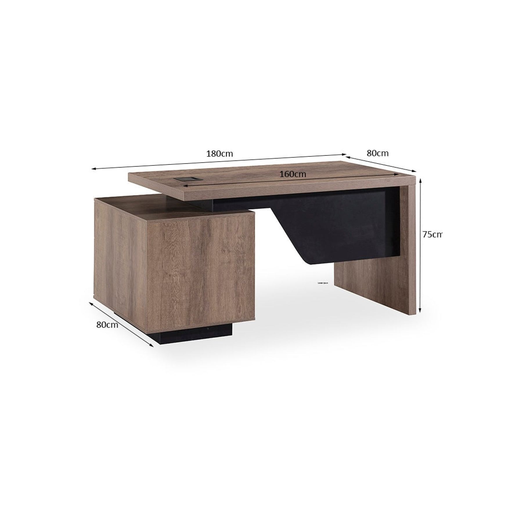 KELLEN Executive Desk with Left Return 1.6-1.8M - Warm Oak & Black