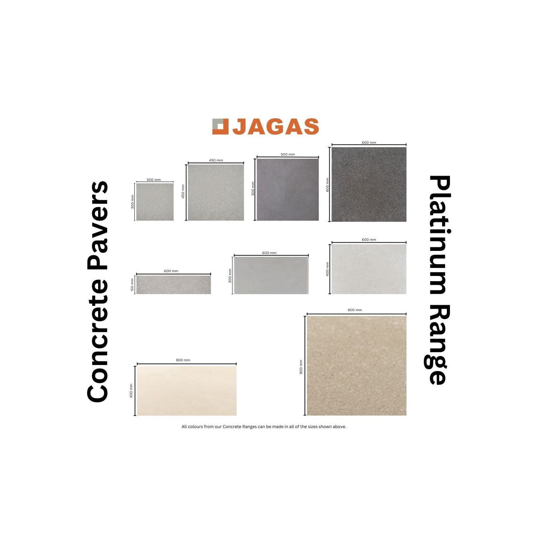 Concrete Paving - Platinum Range dimensions