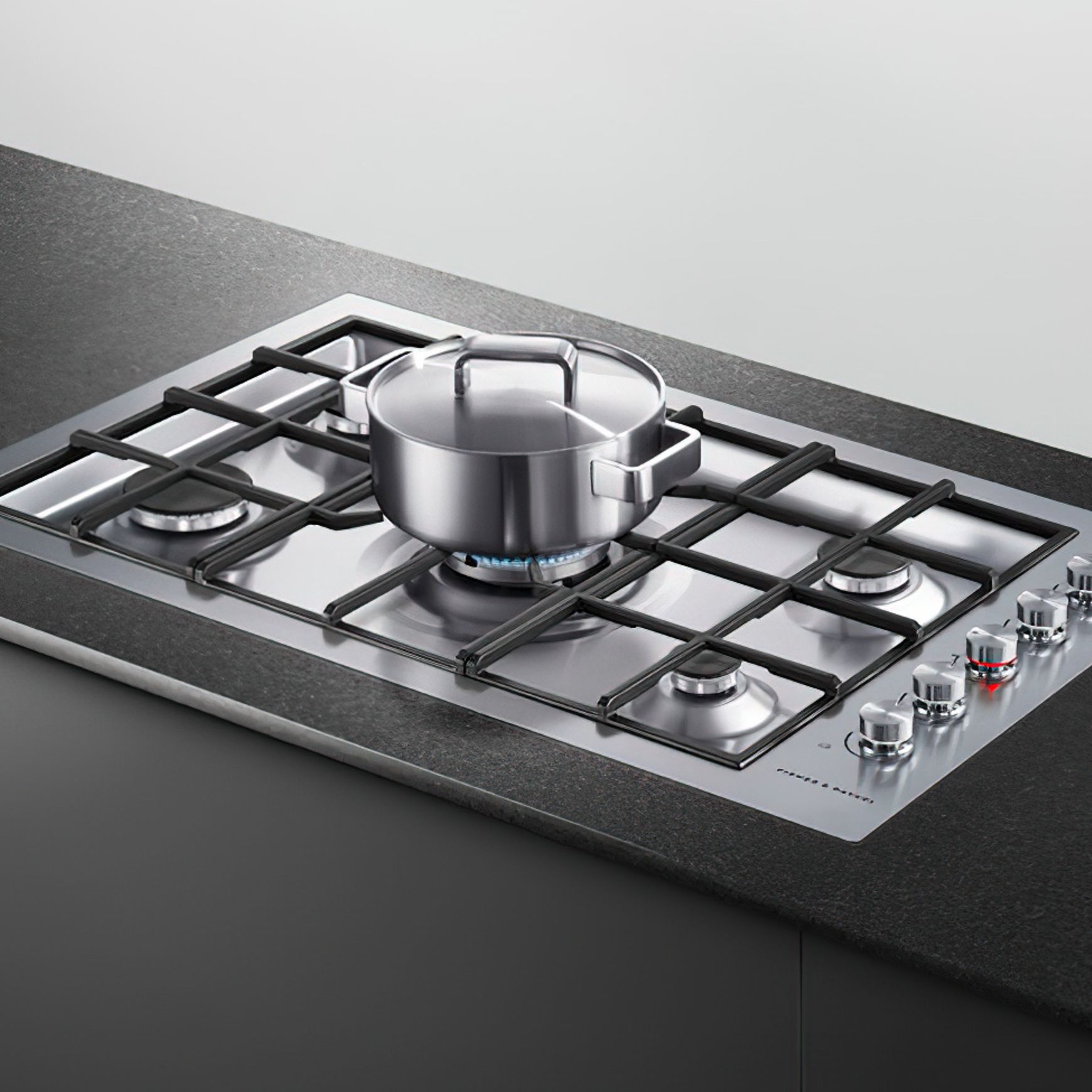 F&P Gas on Steel Cooktop, 90cm, Flush Fit, LPG