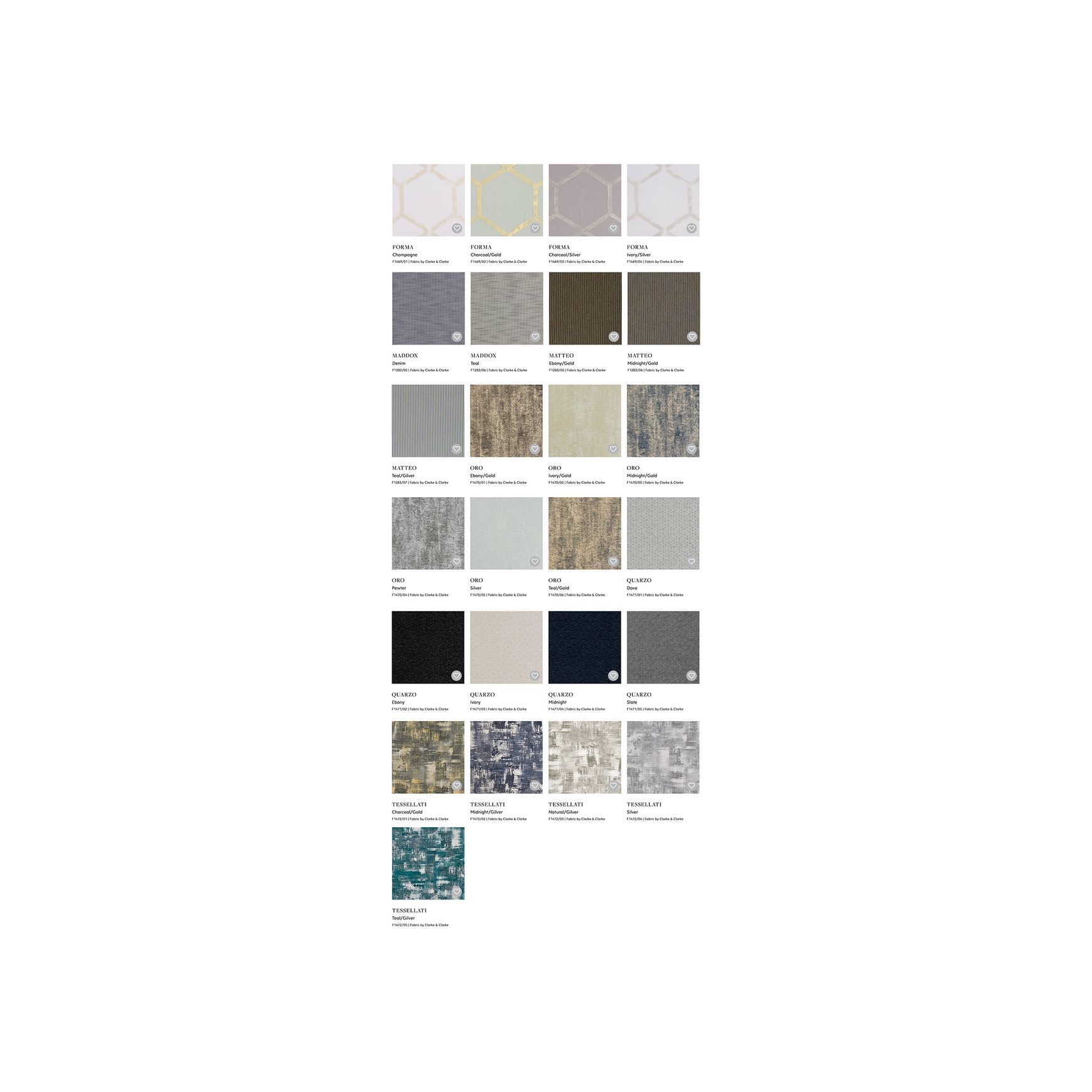 Clarke & Clarke Fabrics | Metalli