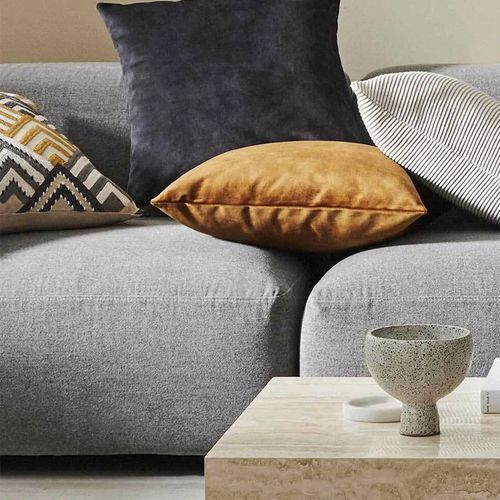 Weave Home Ava Velvet Cushion - Coal | 50 x 50cm