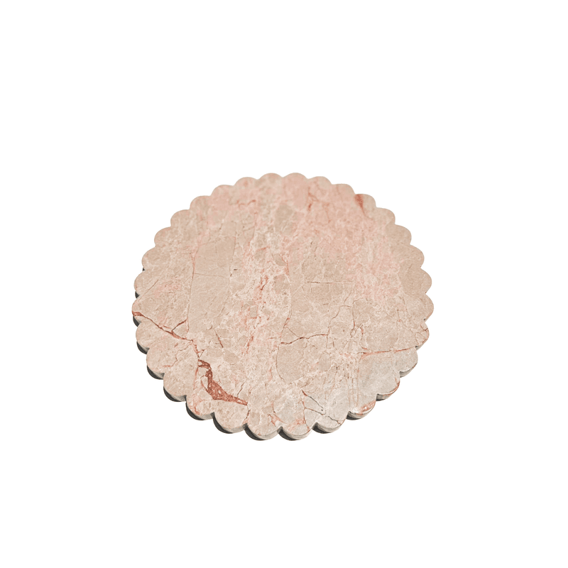 Scalloped Edge Round Tray - Pearl Pink Blush Marble