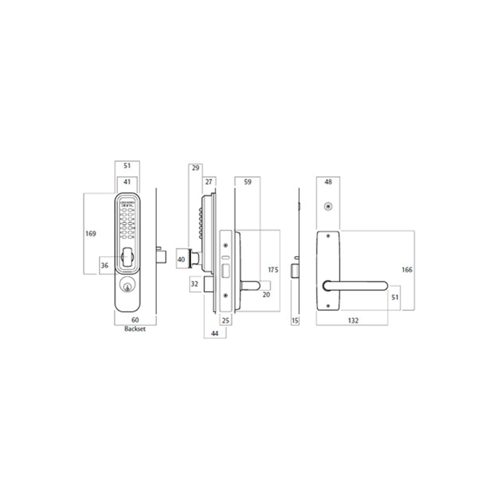 Lockwood 3572 Key Override and Code Lockout Digital DX dimensions