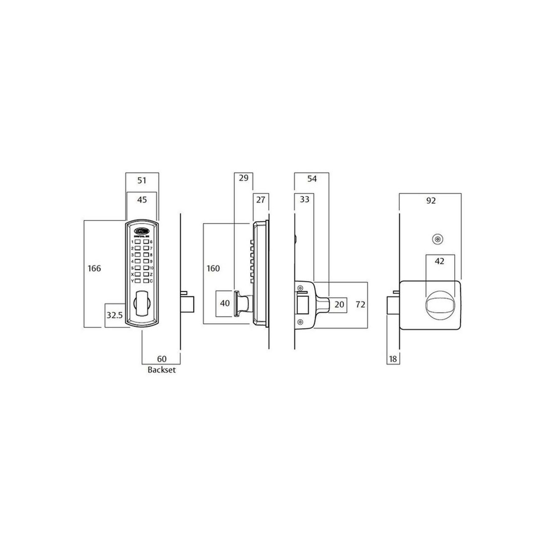Lockwood Digital Lock Set Knob Timber Frame Strike 002-1DXSC