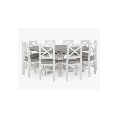 New Haven 2m Round Timber Table with 10 Dining Chairs