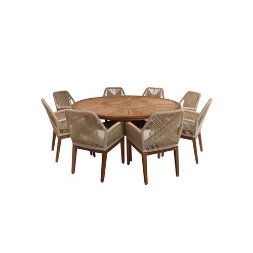 Solomon 1.8m Teak Timber Dining Table w/Darcey Chairs