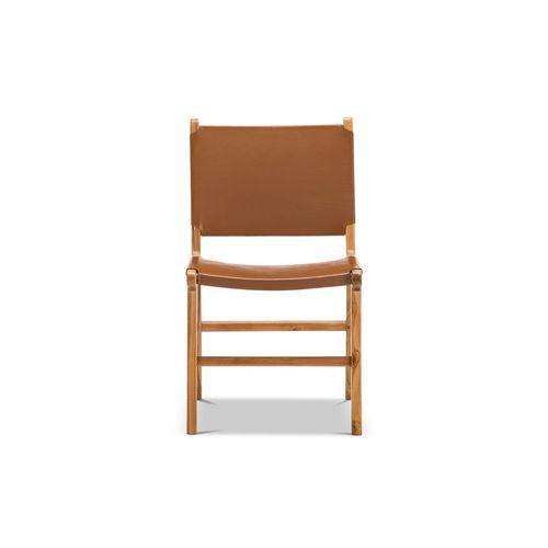 Casey Set of 2 Flat Leather Dining Chair | Coco Tan