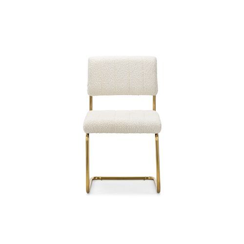 Myah Cantilever Dining Chair | Cream Bouclé & Gold
