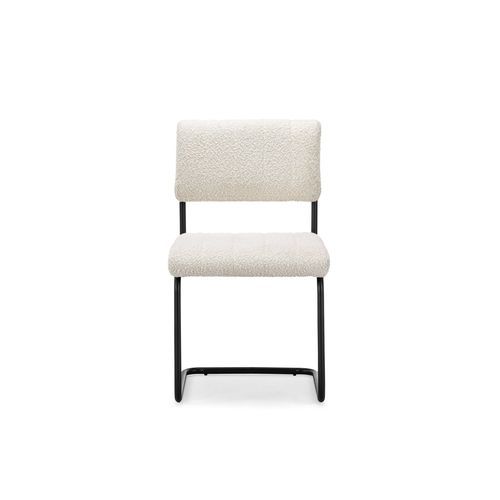 Myah Cantilever Dining Chair | Cream Bouclé & Black