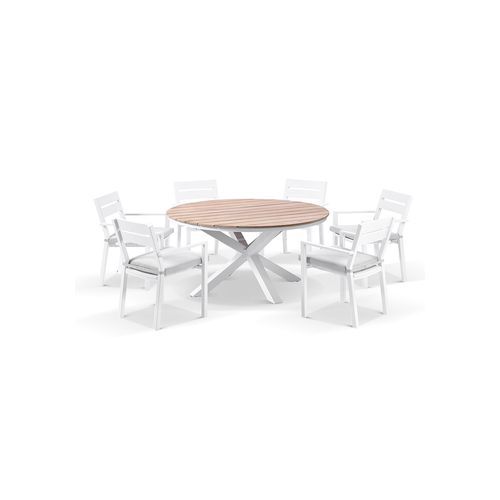 Tuscany Round 1.5m Dining Table with 6 Santorini Chairs