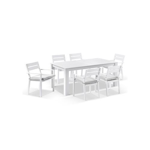 Santorini 6 Seater Rectangle Aluminium Dining Setting