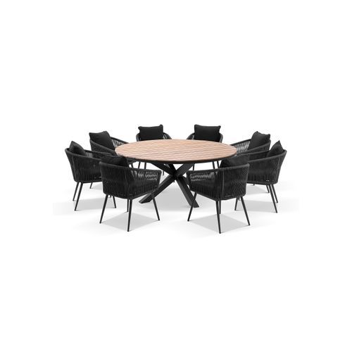Tuscany Round 1.8m Dining Table w/ 8 Herman Rope Chairs