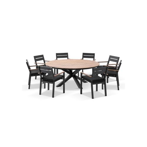 Tuscany Round 1.8m Dining Table with 8 Capri Chairs