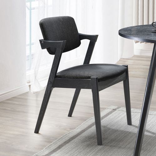 Bella Black Hardwood Dining Chair | Black Fabric