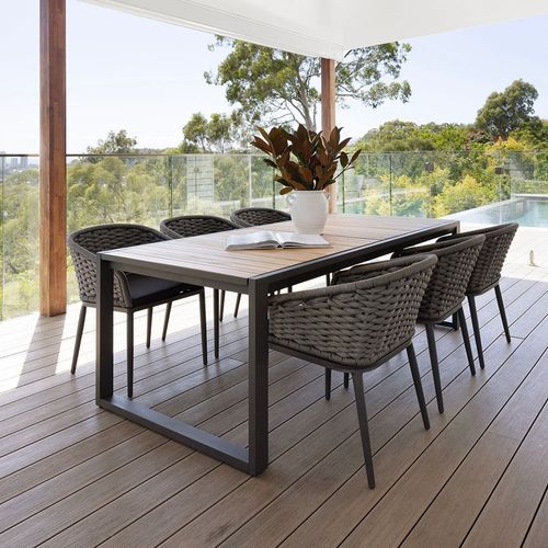 Bora Extension Dining Set with 6 x Rozelle Rope Chairs