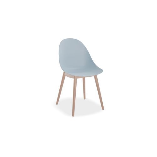 Pebble Chair Pale Blue with Shell Seat - Natural Beechwood Base