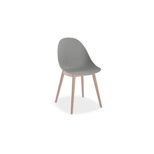 Pebble Chair Grey with Shell Seat - Natural Beechwood Base