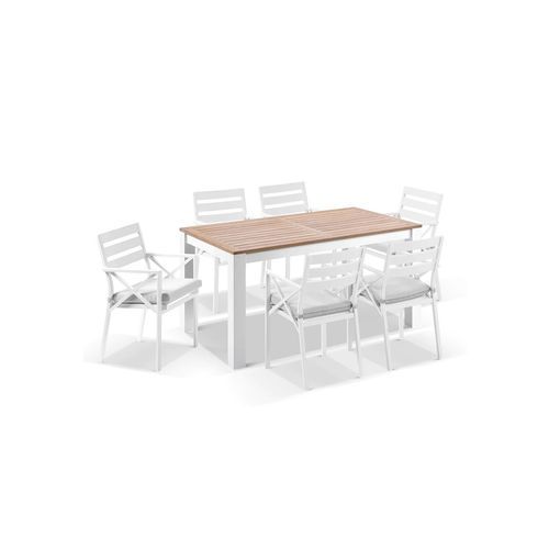 Balmoral 1.8m Teak Top Table w/6 Kansas Dining Chairs