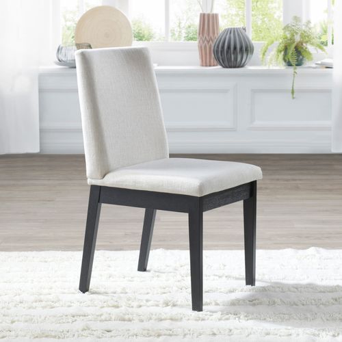 Kotor Black Hardwood Dining Chair | Beige Fabric
