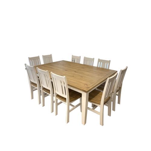 Leura Belle Rustic 10 Seater Dining Table & Chairs Set