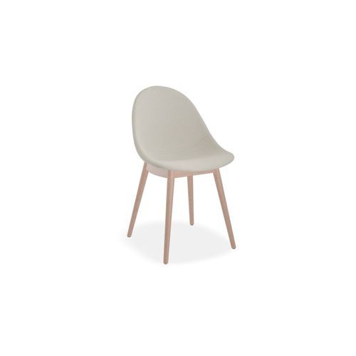 Pebble Fabric Light Grey Upholstered Chair - Natural Beechwood Base