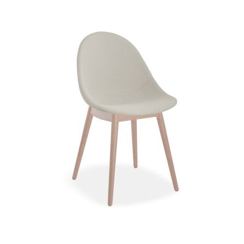 Pebble Fabric Light Grey Upholstered Chair - Natural Beechwood Base