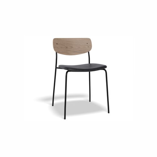 Rylie Chair Natural - Padded Black Vegan Leather Seat