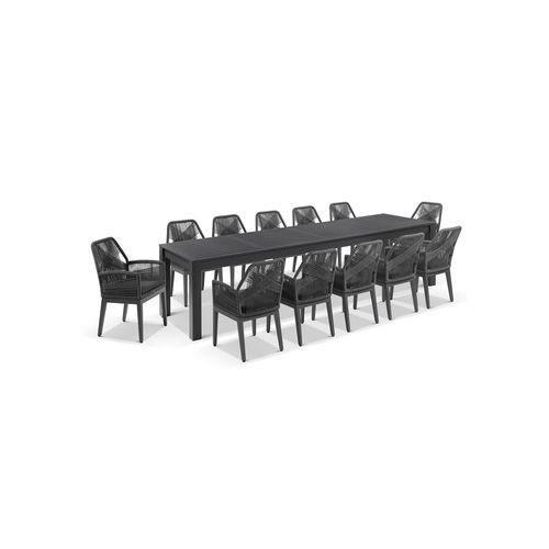 Santorini 3.55m Rectangle Dining Set w/12 Hugo Chairs