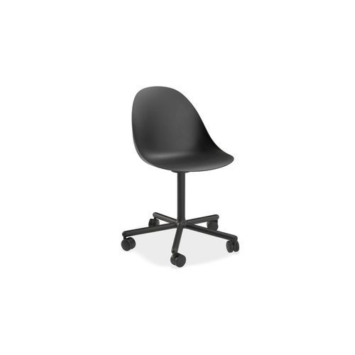 Pebble Chair Black with Shell Seat - Swivel Base with Castors