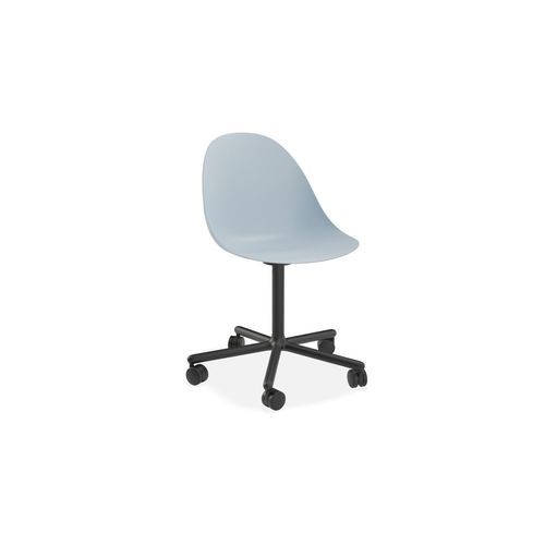 Pebble Chair Pale Blue with Shell Seat - Swivel Base w Castors - Black