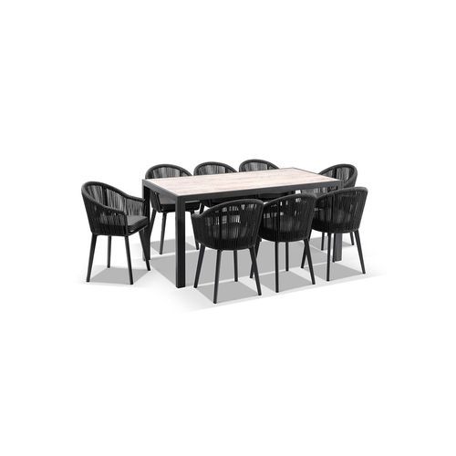 Alpine 8 Seater Rope Dining Table and Chairs Setting