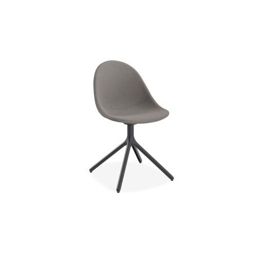 Pebble Fabric Dark Grey Upholstered Chair - Swivel Base - Black