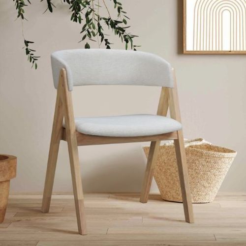 Gaudi Hardwood Dining Chair | Natural | Beige Fabric