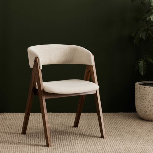 Gaudi Hardwood Dining Chair | Walnut | Beige Fabric