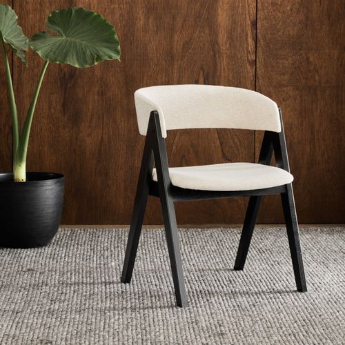 Gaudi Black Hardwood Dining Chair | Beige Fabric