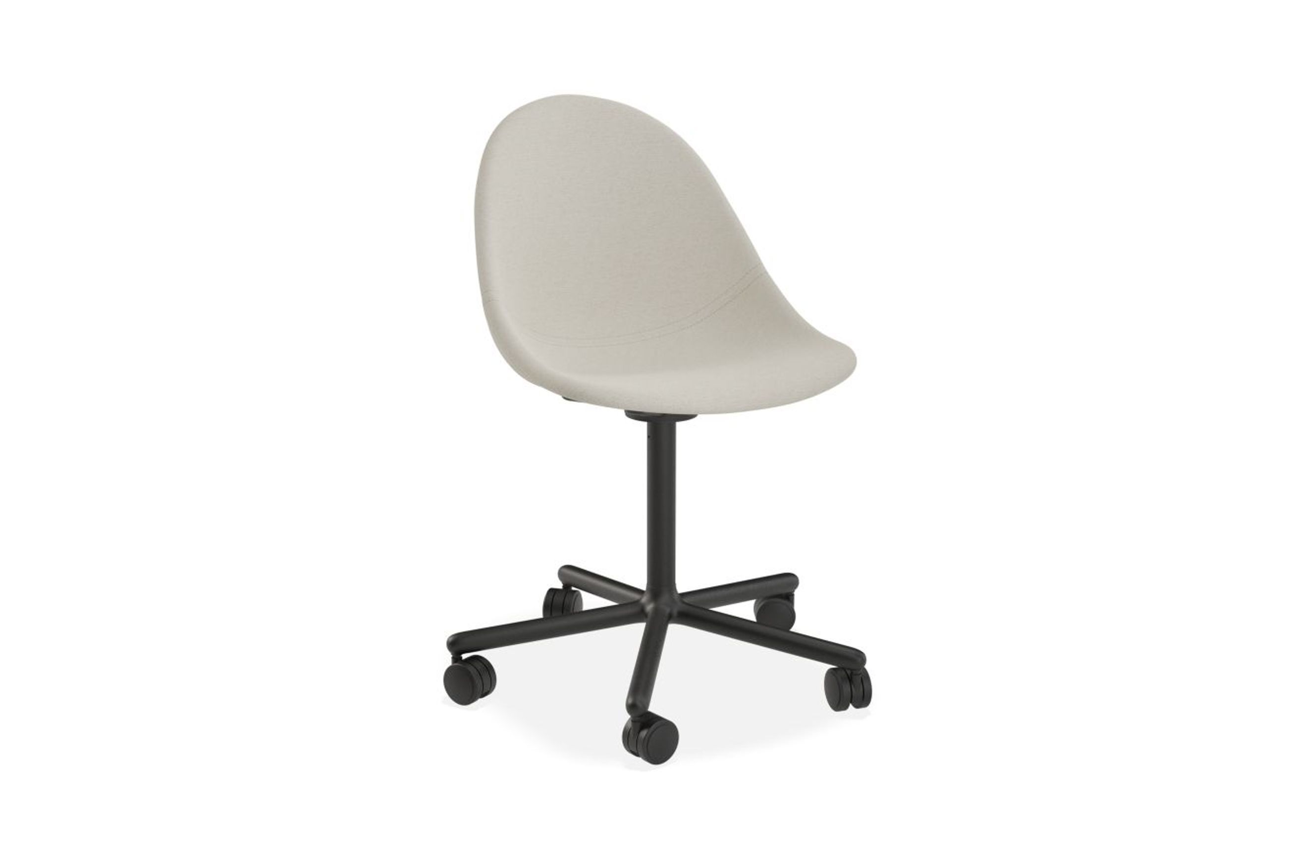 Pebble Fabric Light Grey Upholstered Chair - Sled Base - Black
