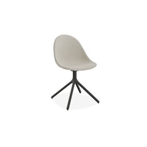 Pebble Fabric Light Grey Upholstered Chair - Swivel Base - Black