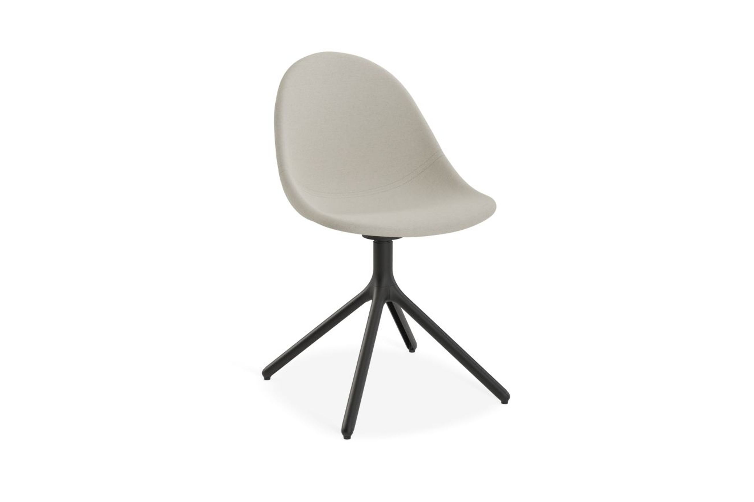 Pebble Fabric Light Grey Upholstered Chair - 4 Post Base - White