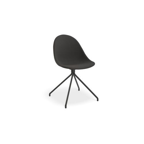 Pebble Anthracite Fabric Upholstered Chair - Pyramid Fixed Base with Castors - Black