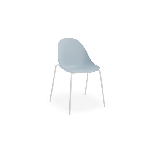 Pebble Chair Pale Blue with Shell Seat - 4 Post Stackable Base - White