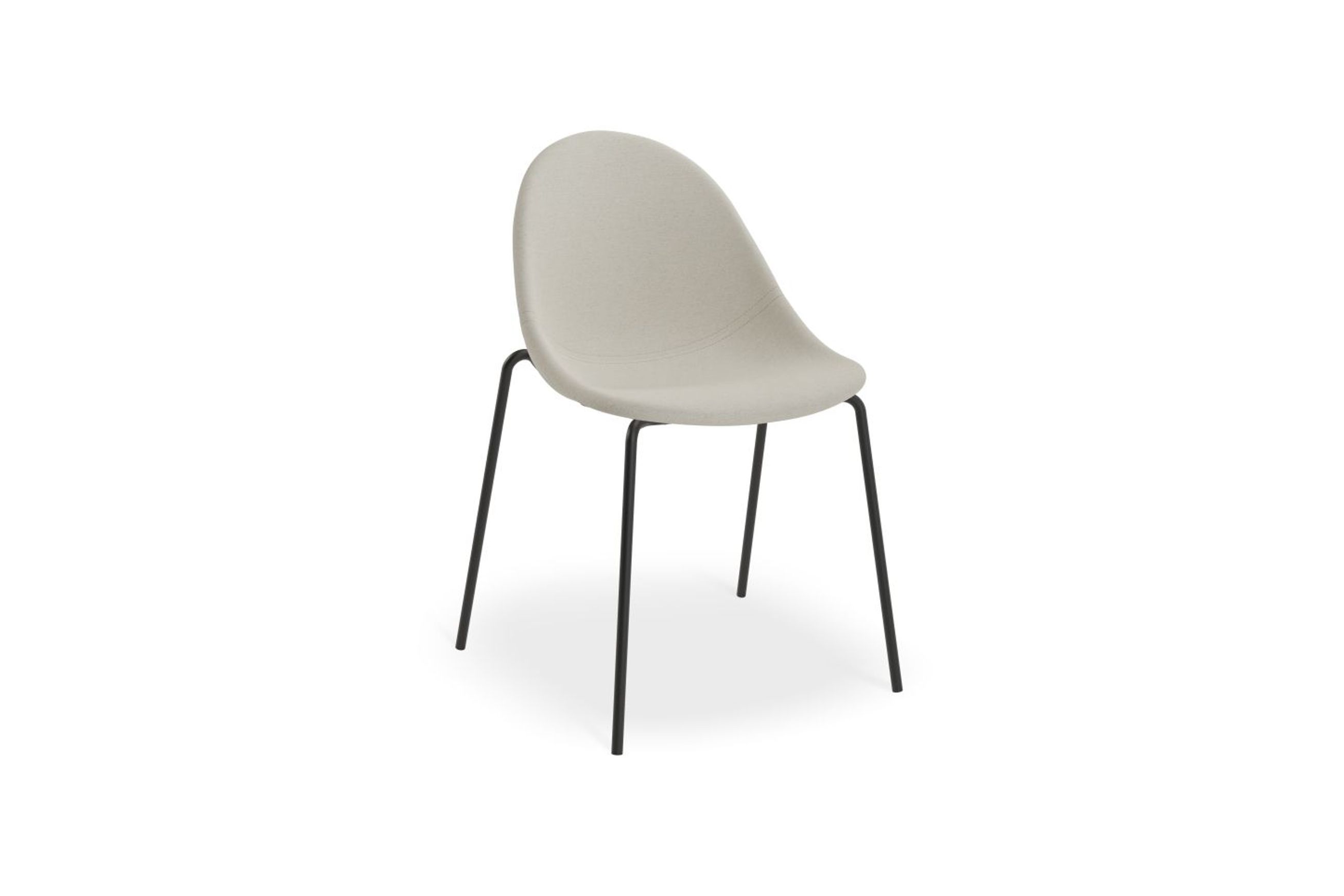 Pebble Fabric Light Grey Upholstered Chair - Swivel Base w Castors - Black