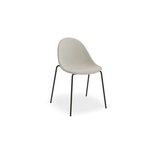Pebble Fabric Light Grey Upholstered Chair - 4 Post - Black