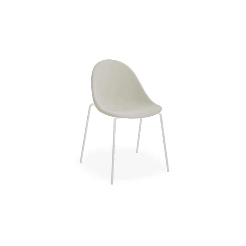 Pebble Fabric Light Grey Upholstered Chair - 4 Post Base - White