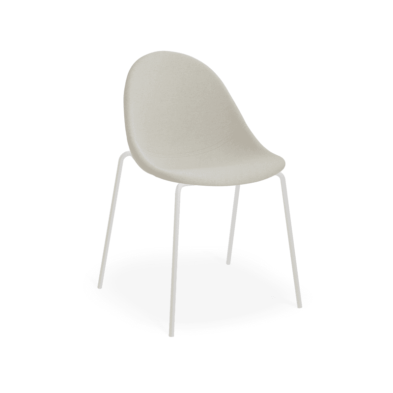 Pebble Fabric Light Grey Upholstered Chair - 4 Post Base - White
