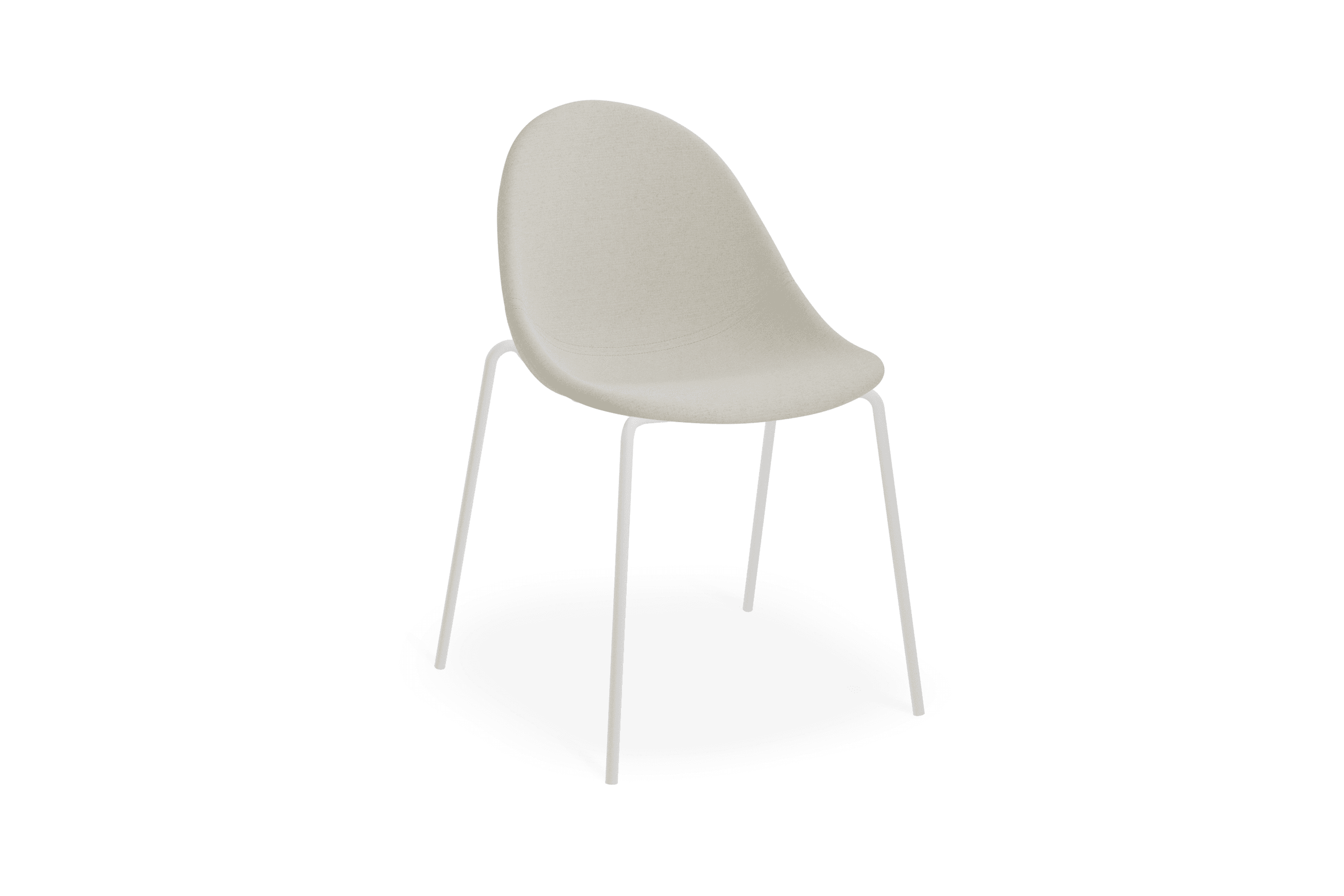 Pebble Fabric Light Grey Upholstered Chair - 4 Post Base - White