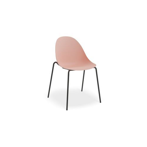 Pebble Chair Soft Pink with Shell Seat - 4 Post Stackable - Black